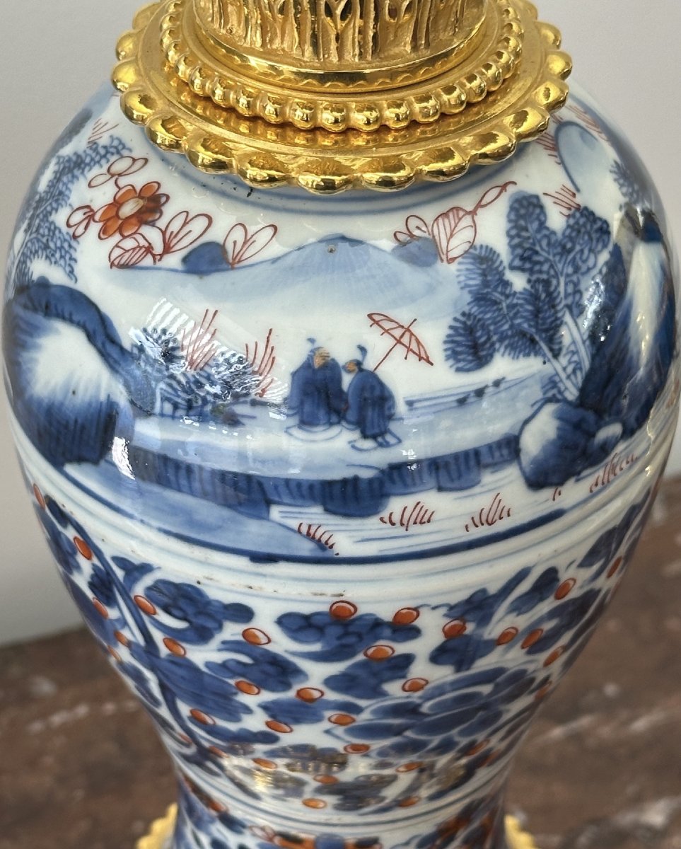 Lampe en porcelaine et bronze doré de Chine-photo-3