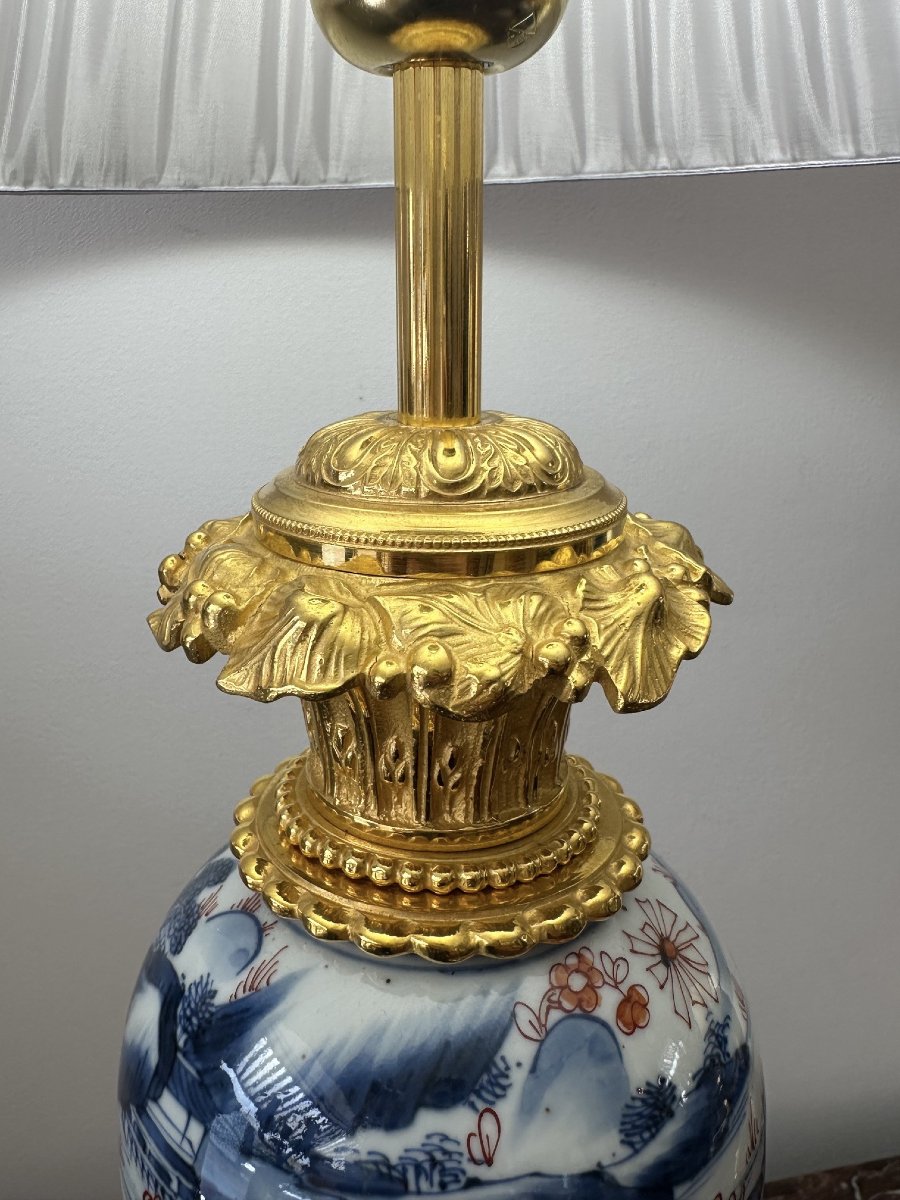 Lampe en porcelaine et bronze doré de Chine-photo-1