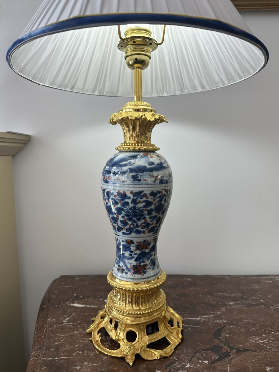 Lampe en porcelaine et bronze doré de Chine-photo-4