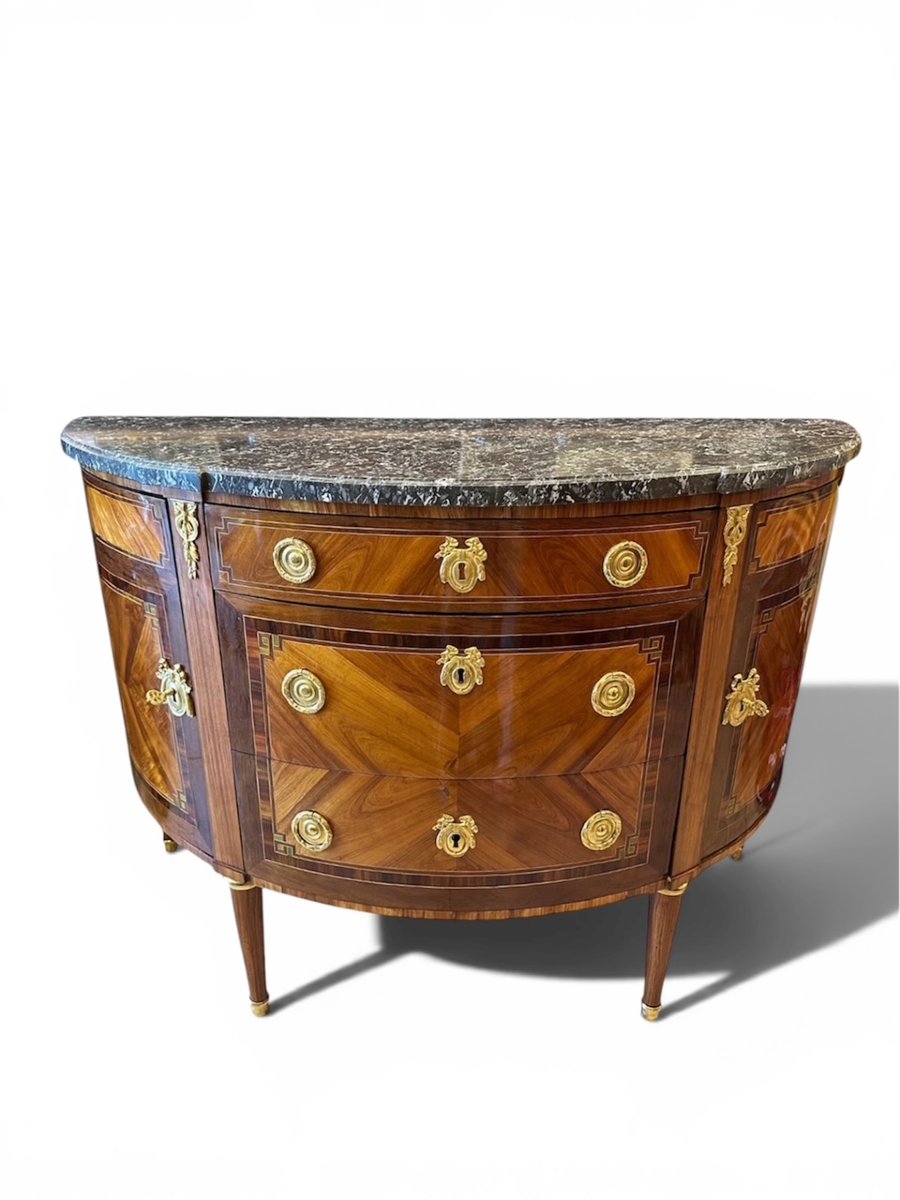 Commode demi-lune de style Louis XVI-photo-4