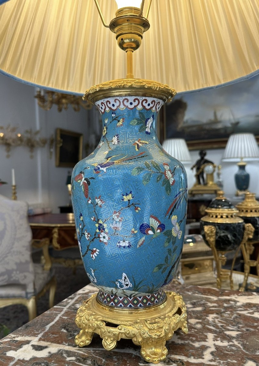 Pair Of 19th-century Chinese Cloisonné Lamps-photo-3
