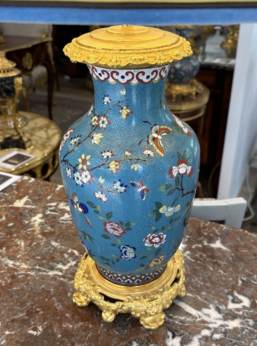 Pair Of 19th-century Chinese Cloisonné Lamps-photo-4