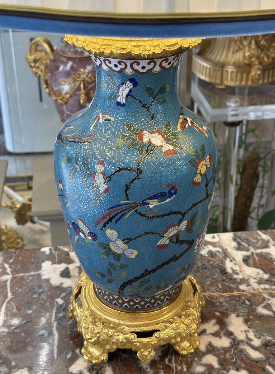 Pair Of 19th-century Chinese Cloisonné Lamps-photo-1