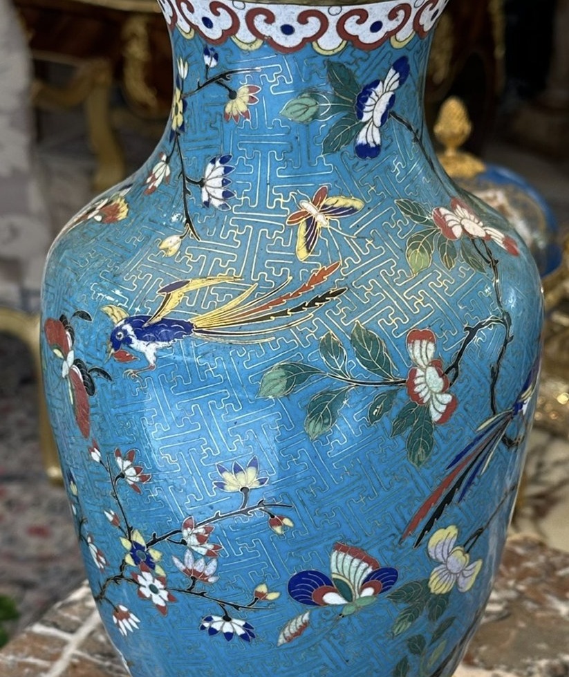 Pair Of 19th-century Chinese Cloisonné Lamps-photo-3
