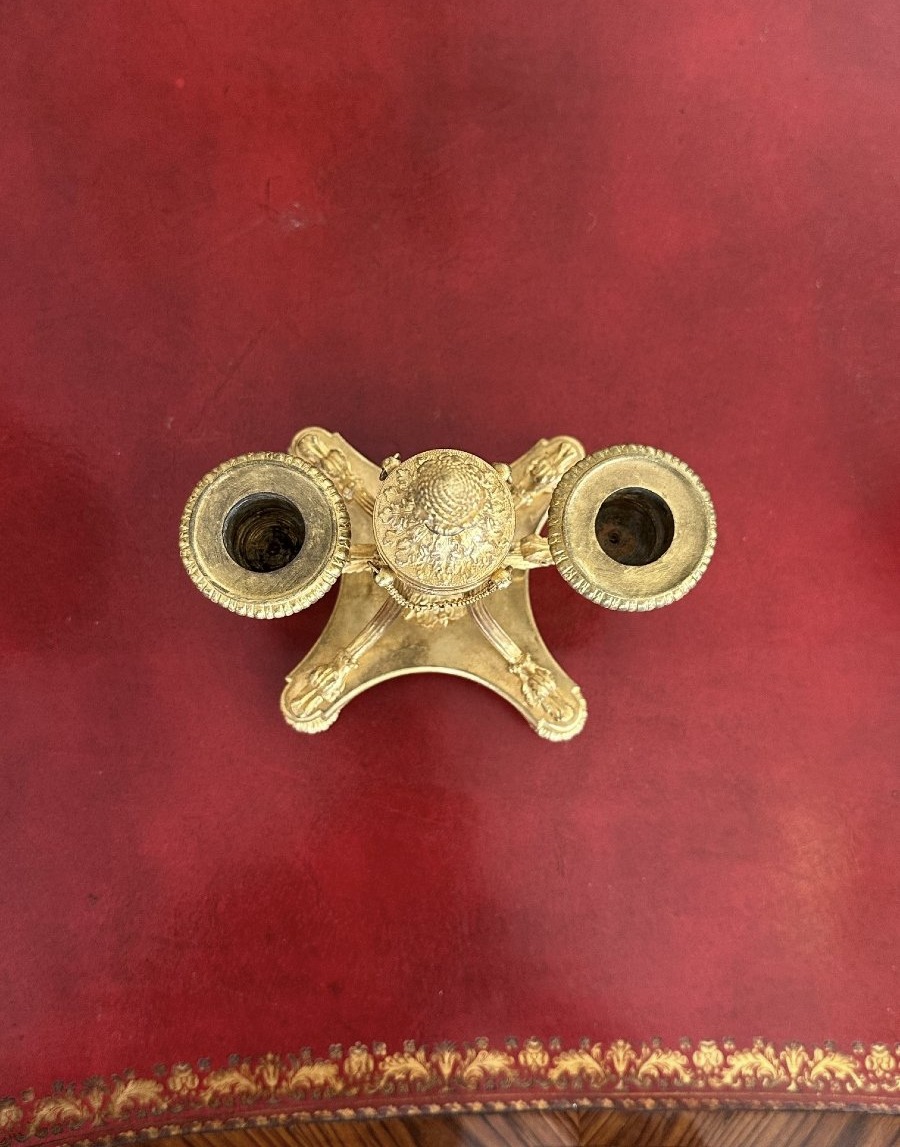 Pair de bougeoirs en bronze doré-photo-2