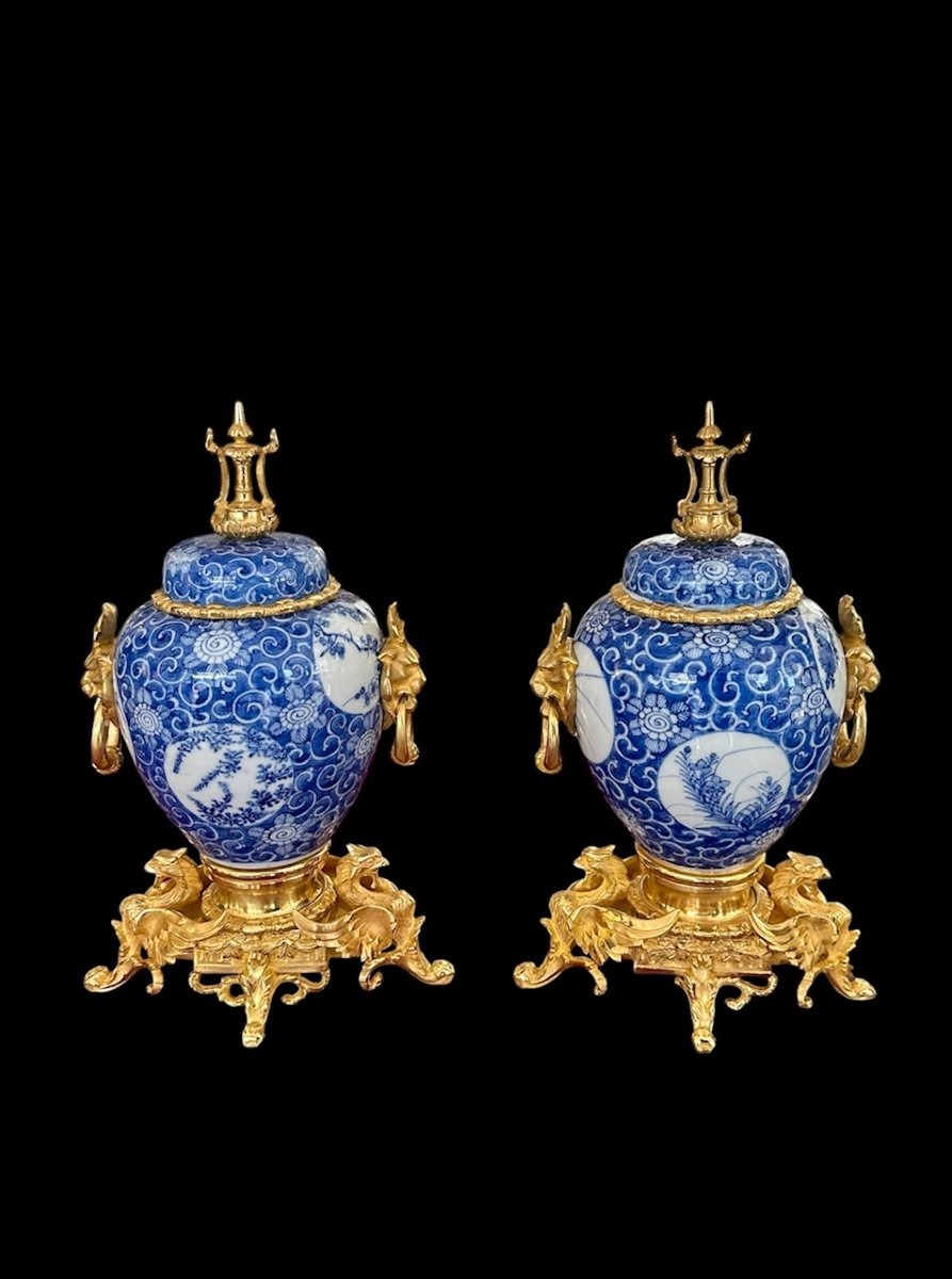 Paire de vases en porcelaine de Chine bleu et blanc
