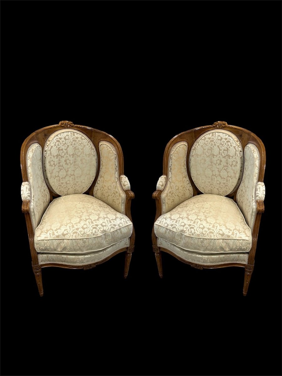 Pair Of Louis XVI-style Wingback Chairs