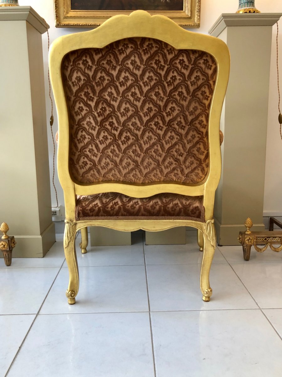 Fauteuil Louis XV En Bois Doré-photo-4