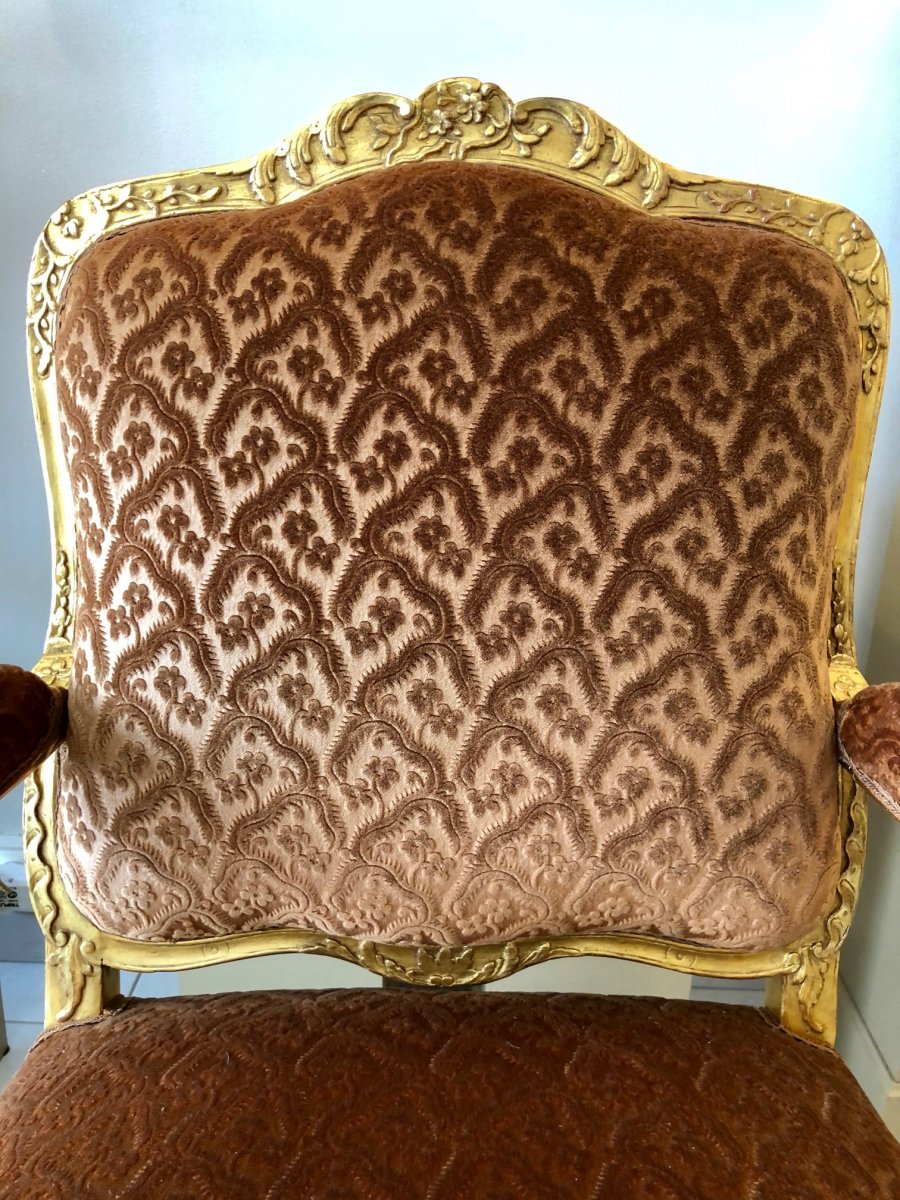 Louis XV Armchair In Golden Wood-photo-3