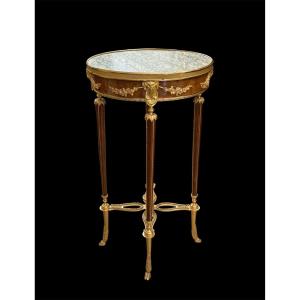 Round Side Table Made Of Amaranth Wood