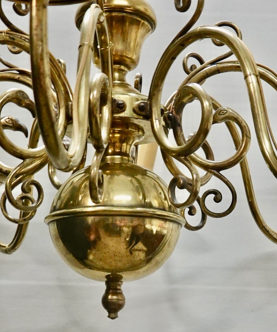 Dutch Bronze Chandelier With 8 Arms Of Light-photo-2