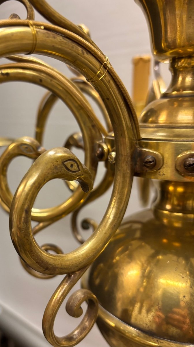 Dutch Bronze Chandelier With 8 Arms Of Light-photo-1