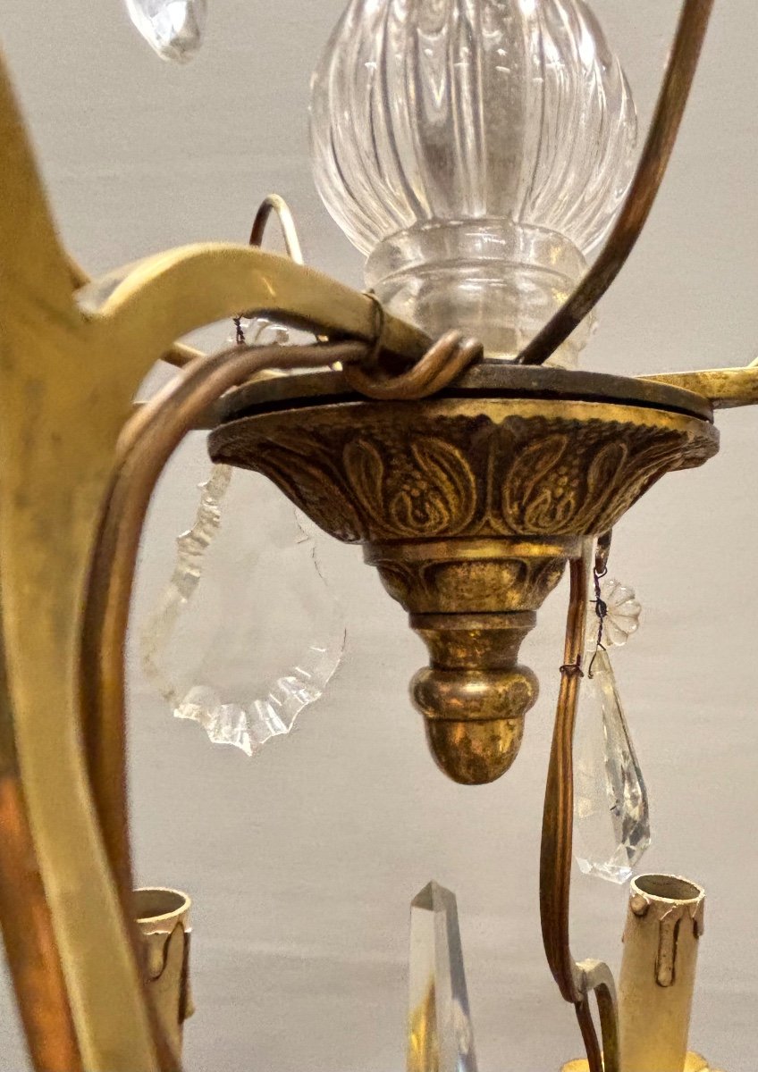 Lustre Cage De Style Louis XV En Bronze Et Cristal à 8 Bras De Lumière-photo-1