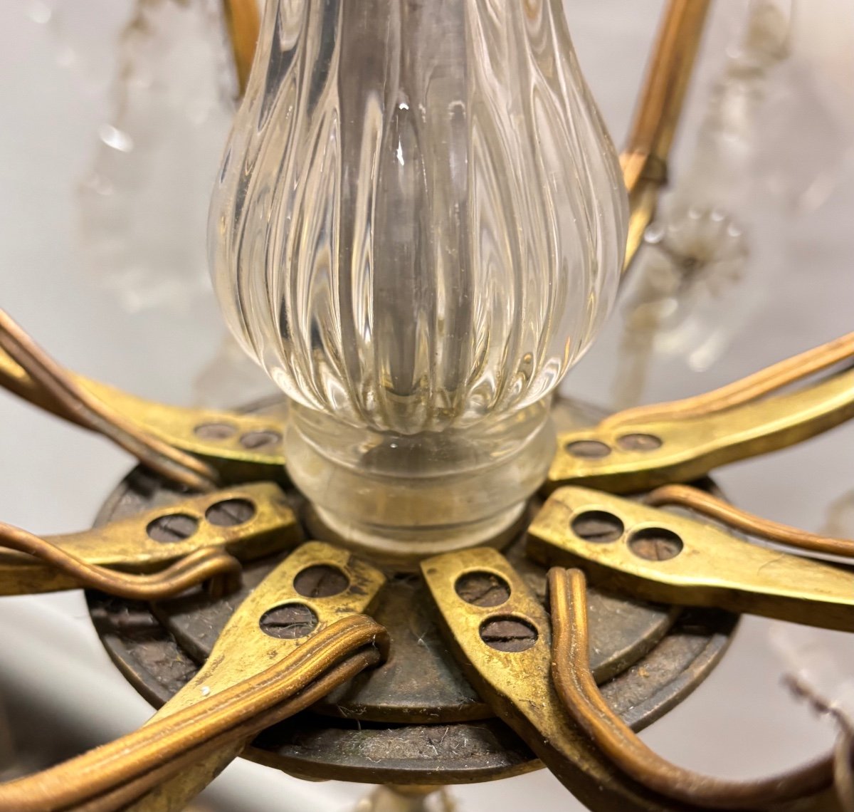 Lustre Cage De Style Louis XV En Bronze Et Cristal à 8 Bras De Lumière-photo-3
