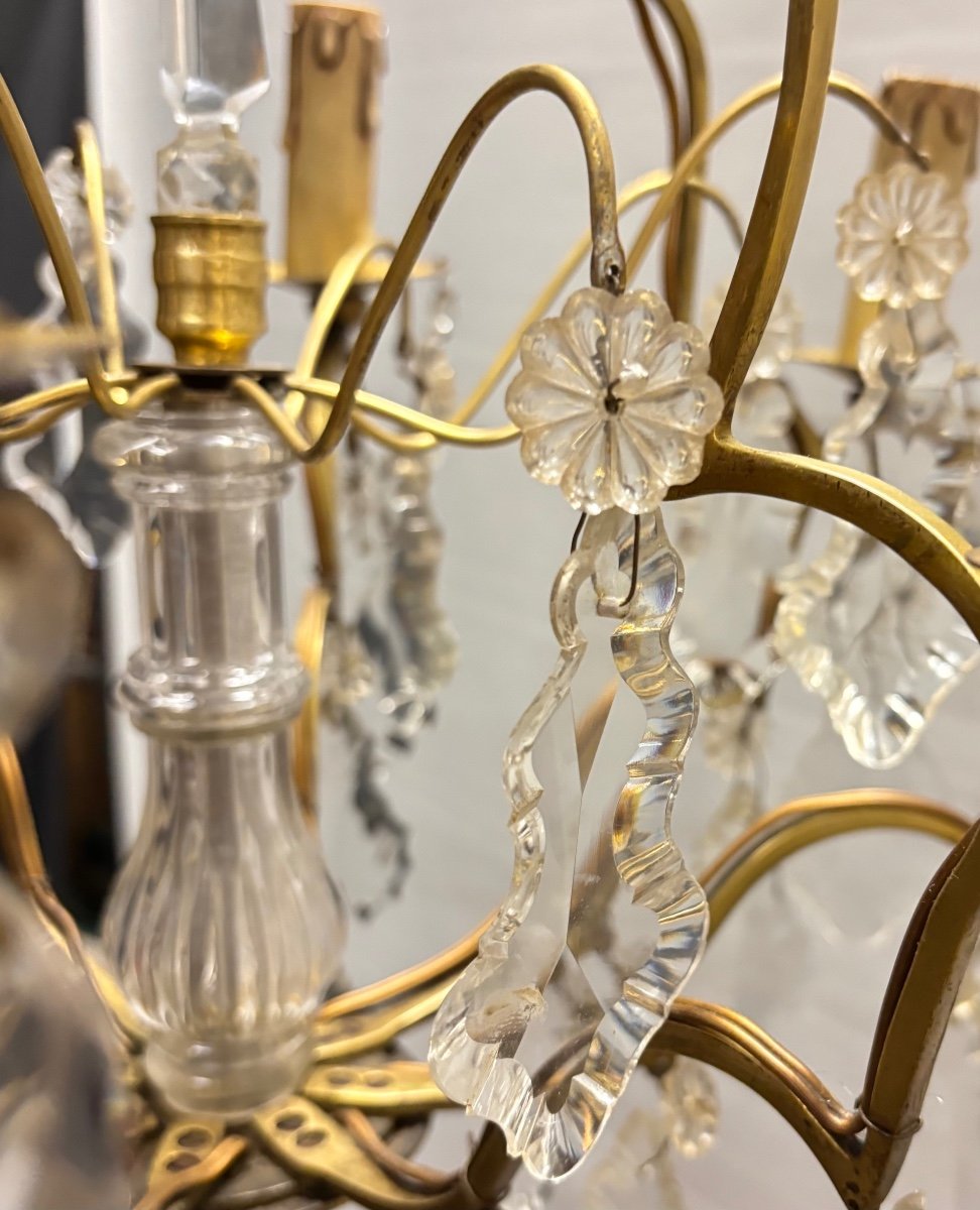 Lustre Cage De Style Louis XV En Bronze Et Cristal à 8 Bras De Lumière-photo-4