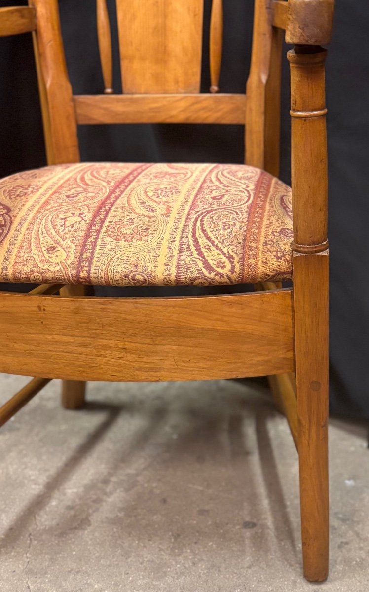 Pair Of 19th Century Directoire Style Cherry Wood Armchairs-photo-3