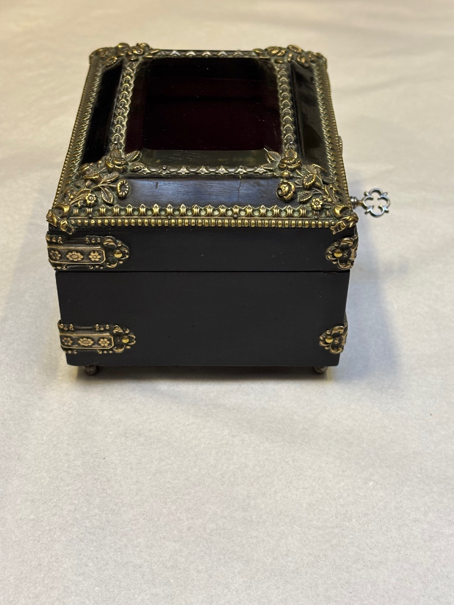 Napoleon III Jewelry Box From The Zimbergen House, Blackened Pear Wood Decorated With Bronzes-photo-1