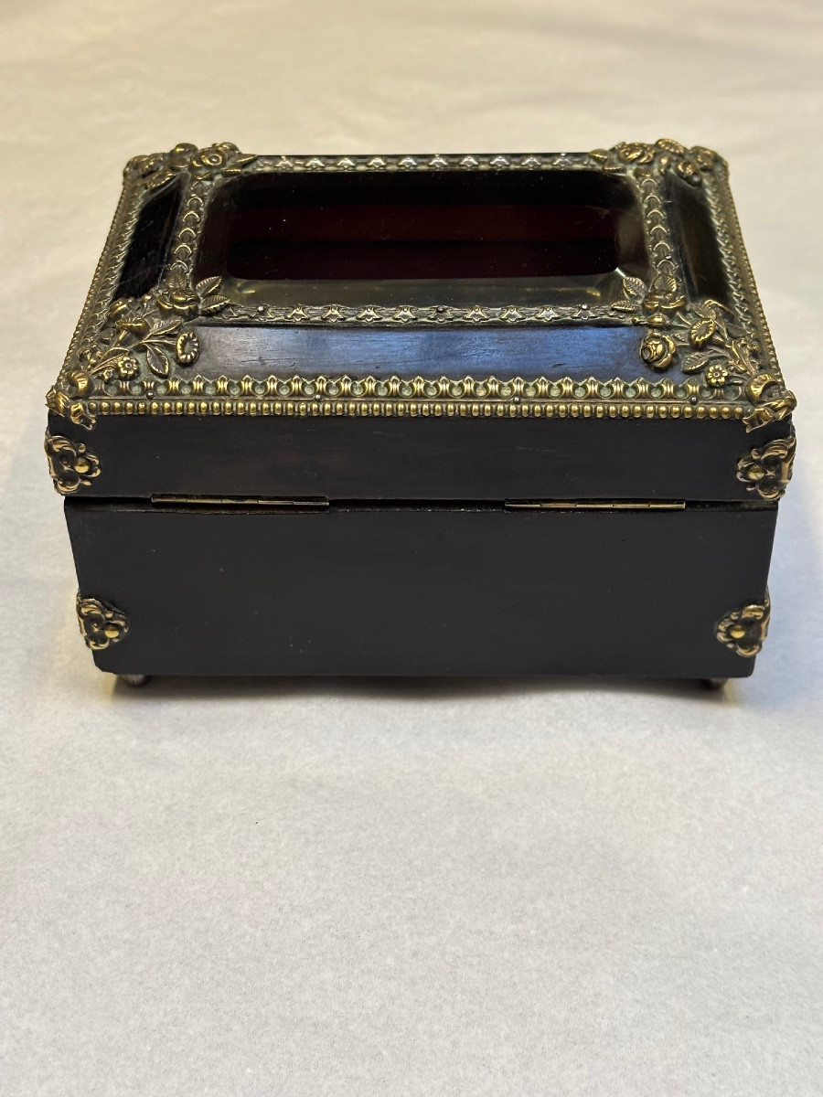 Napoleon III Jewelry Box From The Zimbergen House, Blackened Pear Wood Decorated With Bronzes-photo-2