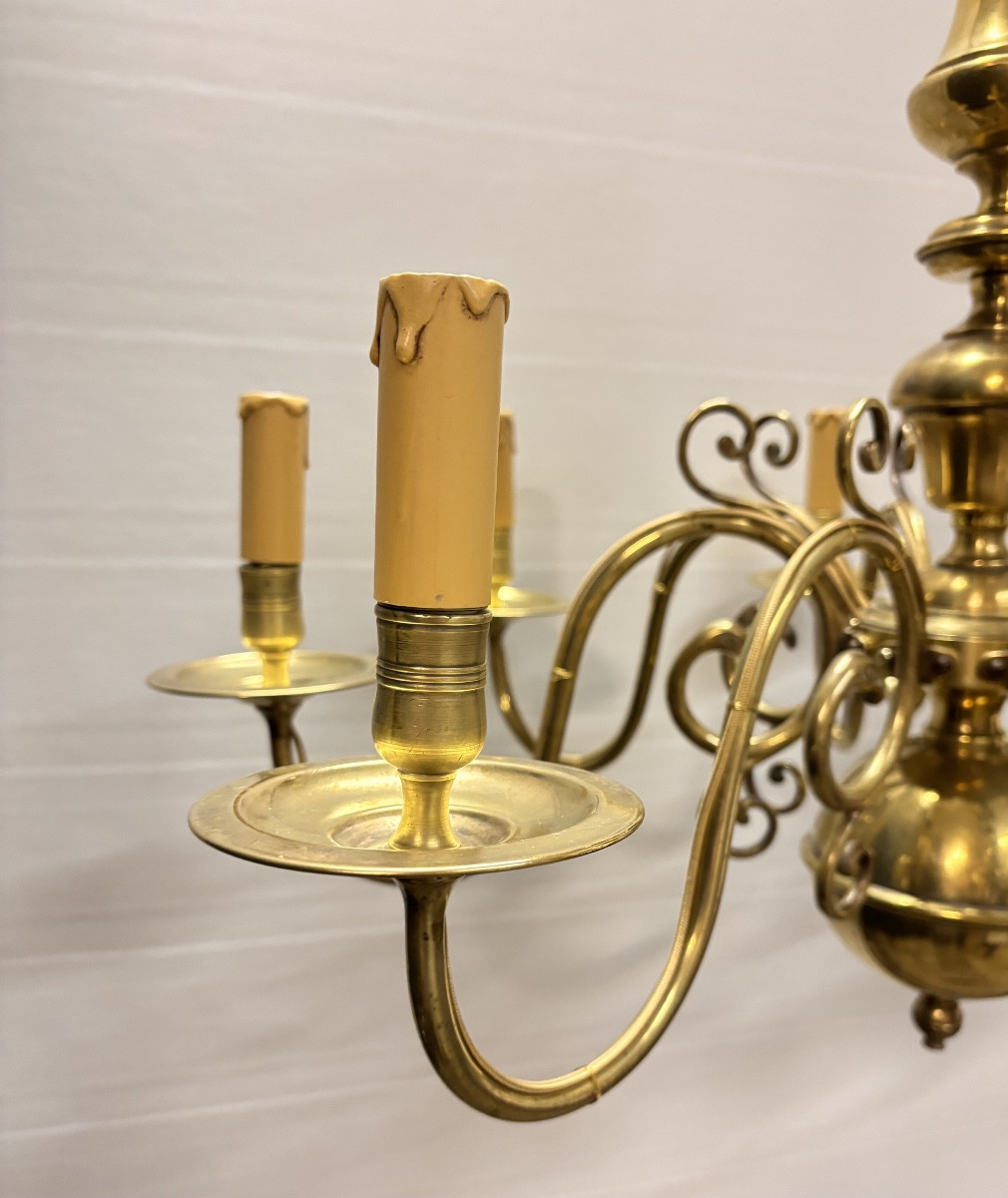 Dutch Bronze Chandelier With Eight Light Arms-photo-4