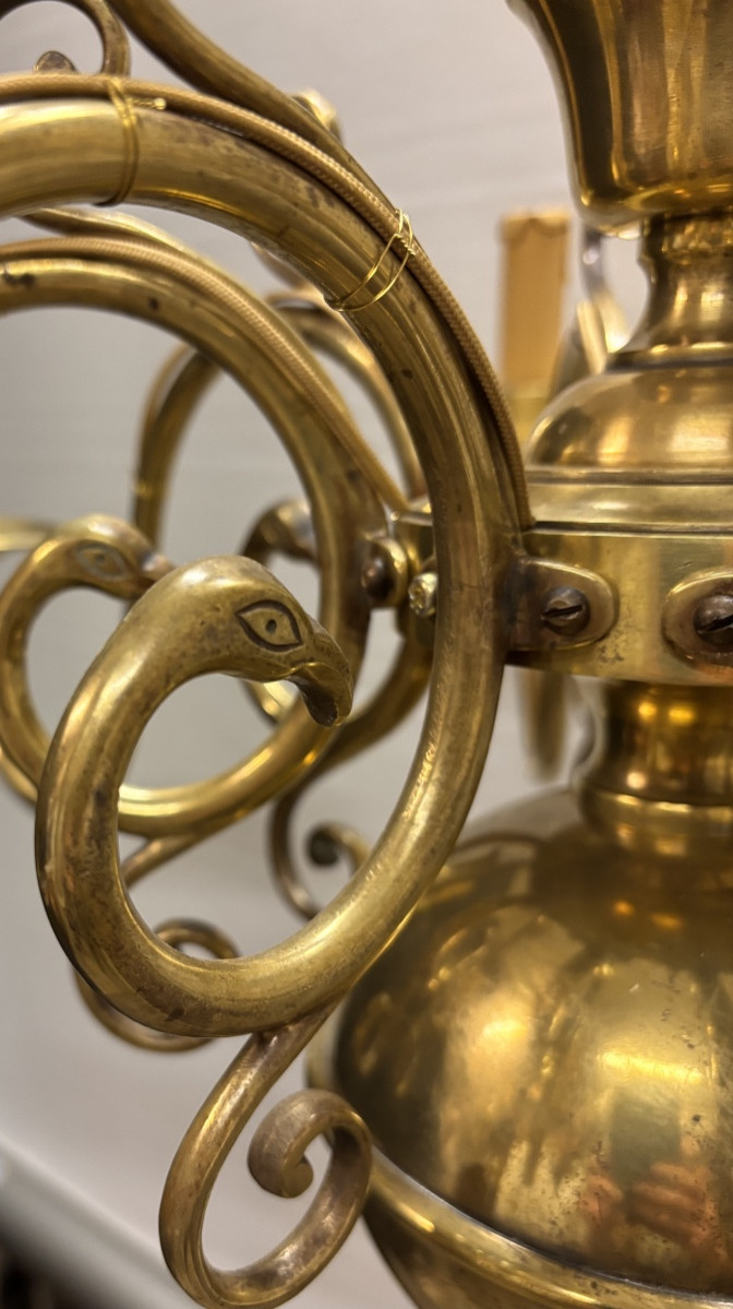 Dutch Bronze Chandelier With Eight Light Arms-photo-1