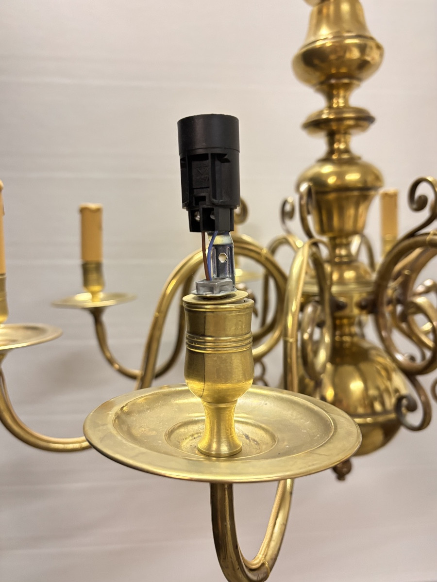Dutch Bronze Chandelier With Eight Light Arms-photo-5