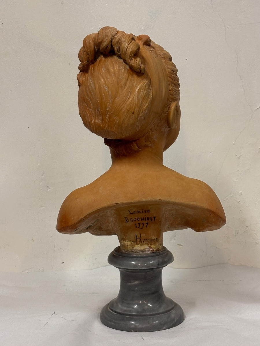 Buste en terre cuite de Louise Brongniart, enfant, d'après Jean-Antoine Houdon.-photo-4