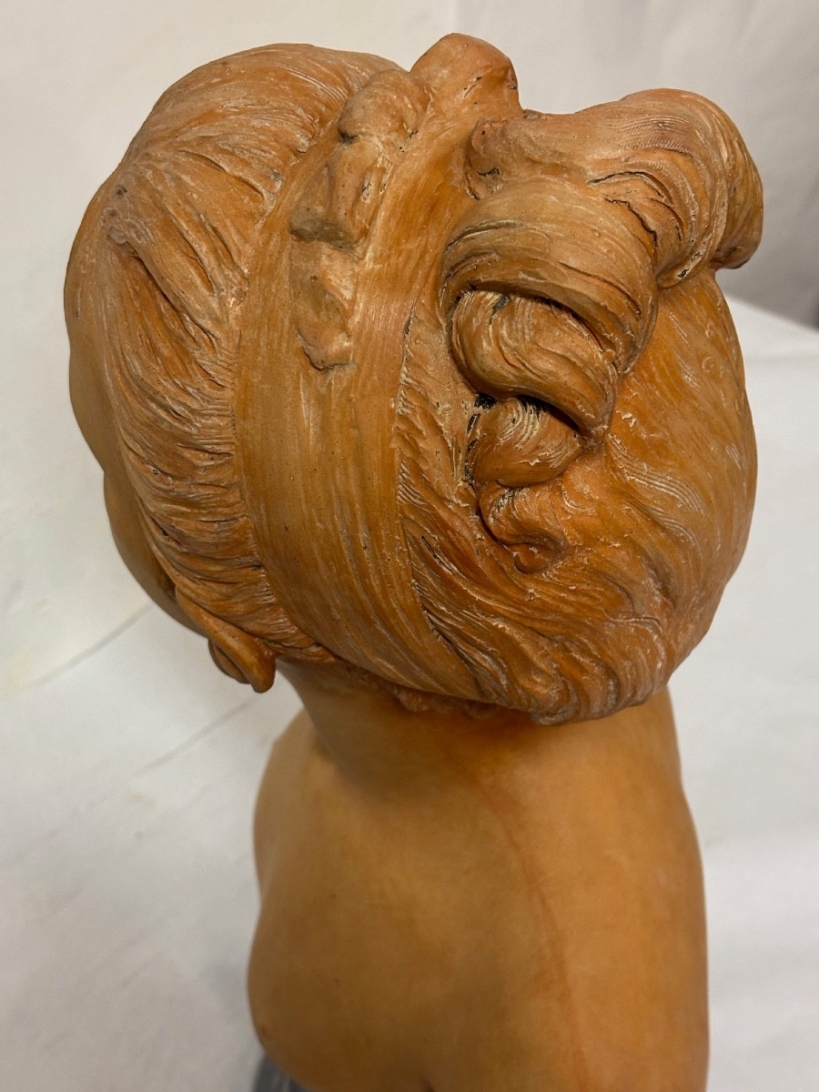 Buste en terre cuite de Louise Brongniart, enfant, d'après Jean-Antoine Houdon.-photo-4