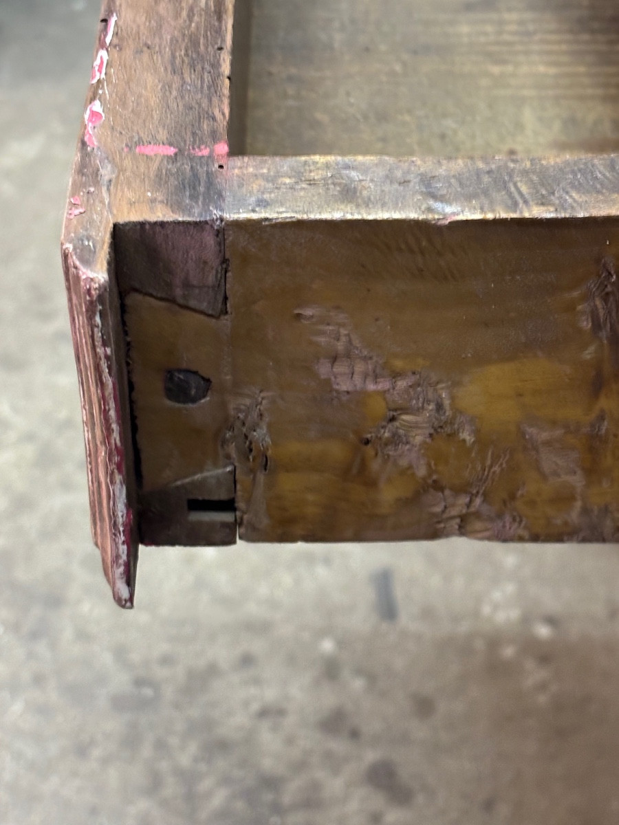 Louis XIV Style Painted Walnut Table Opening To A Drawer-photo-7