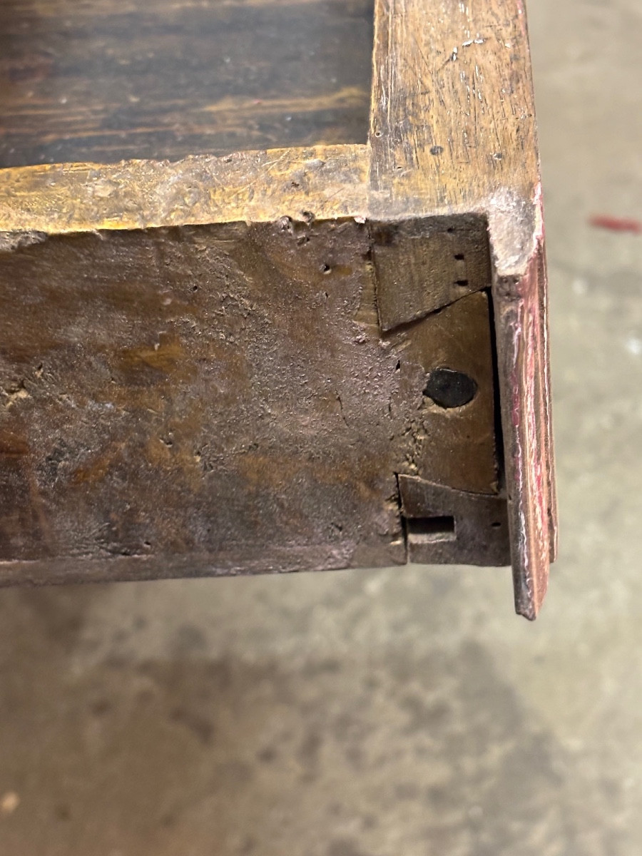 Louis XIV Style Painted Walnut Table Opening To A Drawer-photo-8