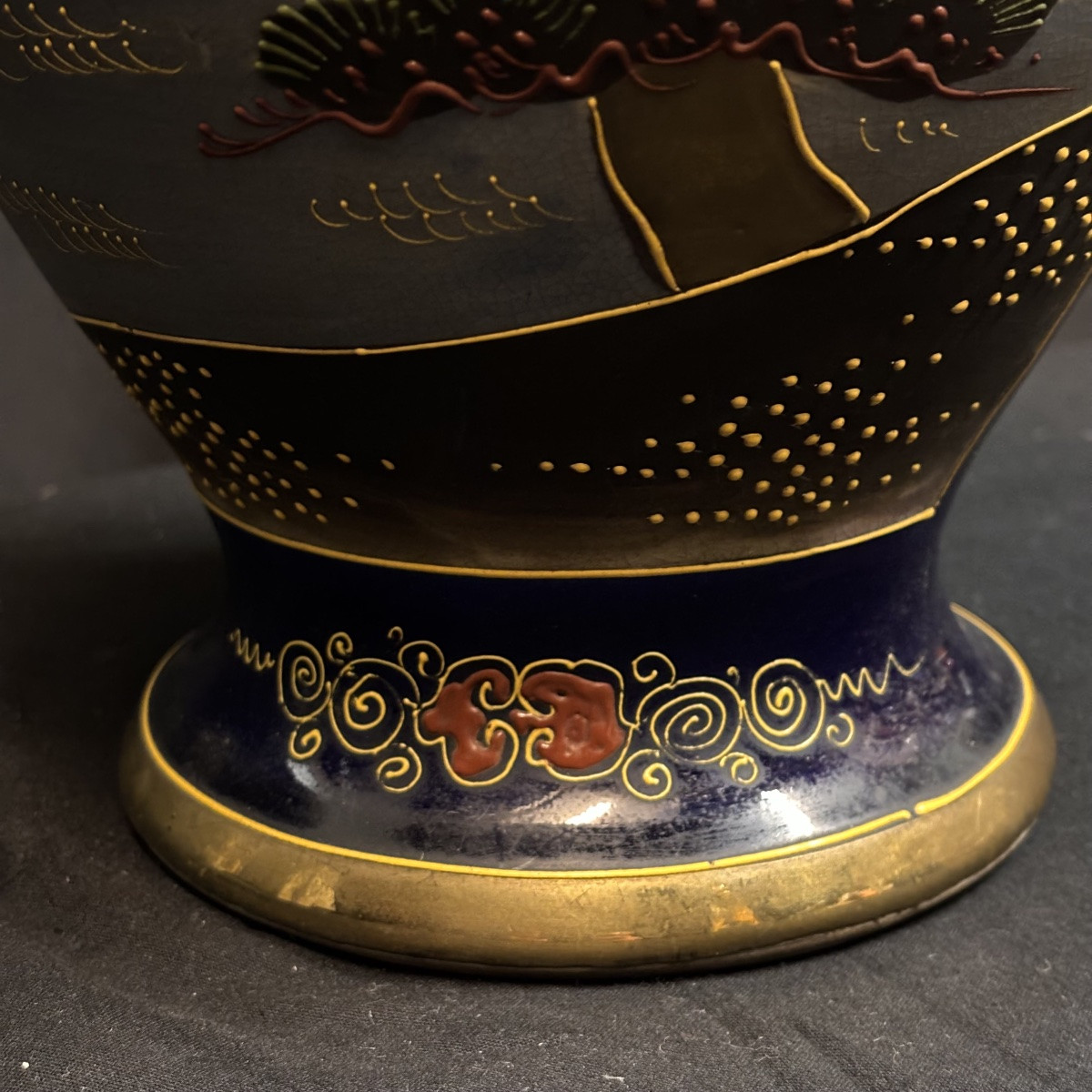 Lampe en faience de Satsuma à décor paysager d'un côté et de 3 geishas de l'autre , Japon XXème-photo-6