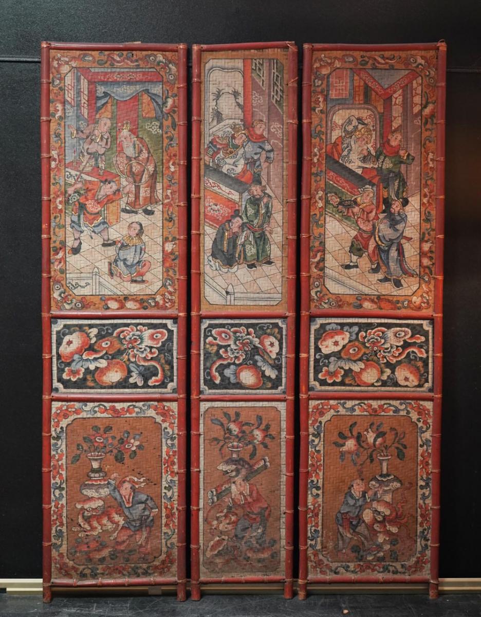 Bamboo Screen Panels Braided And Painted. China Nineteenth