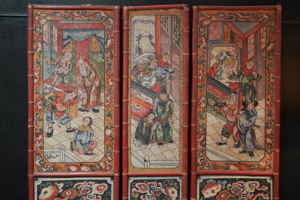 Bamboo Screen Panels Braided And Painted. China Nineteenth-photo-2