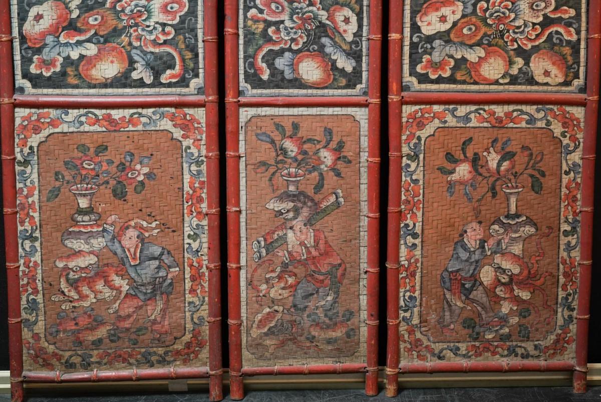Bamboo Screen Panels Braided And Painted. China Nineteenth-photo-4