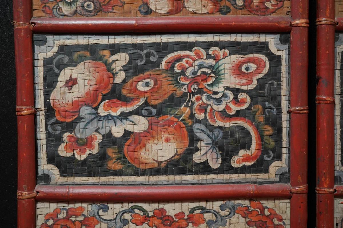 Bamboo Screen Panels Braided And Painted. China Nineteenth-photo-1