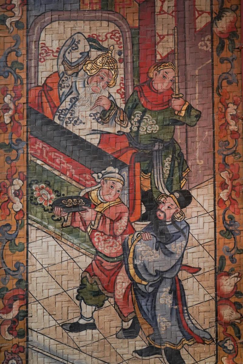 Bamboo Screen Panels Braided And Painted. China Nineteenth-photo-4