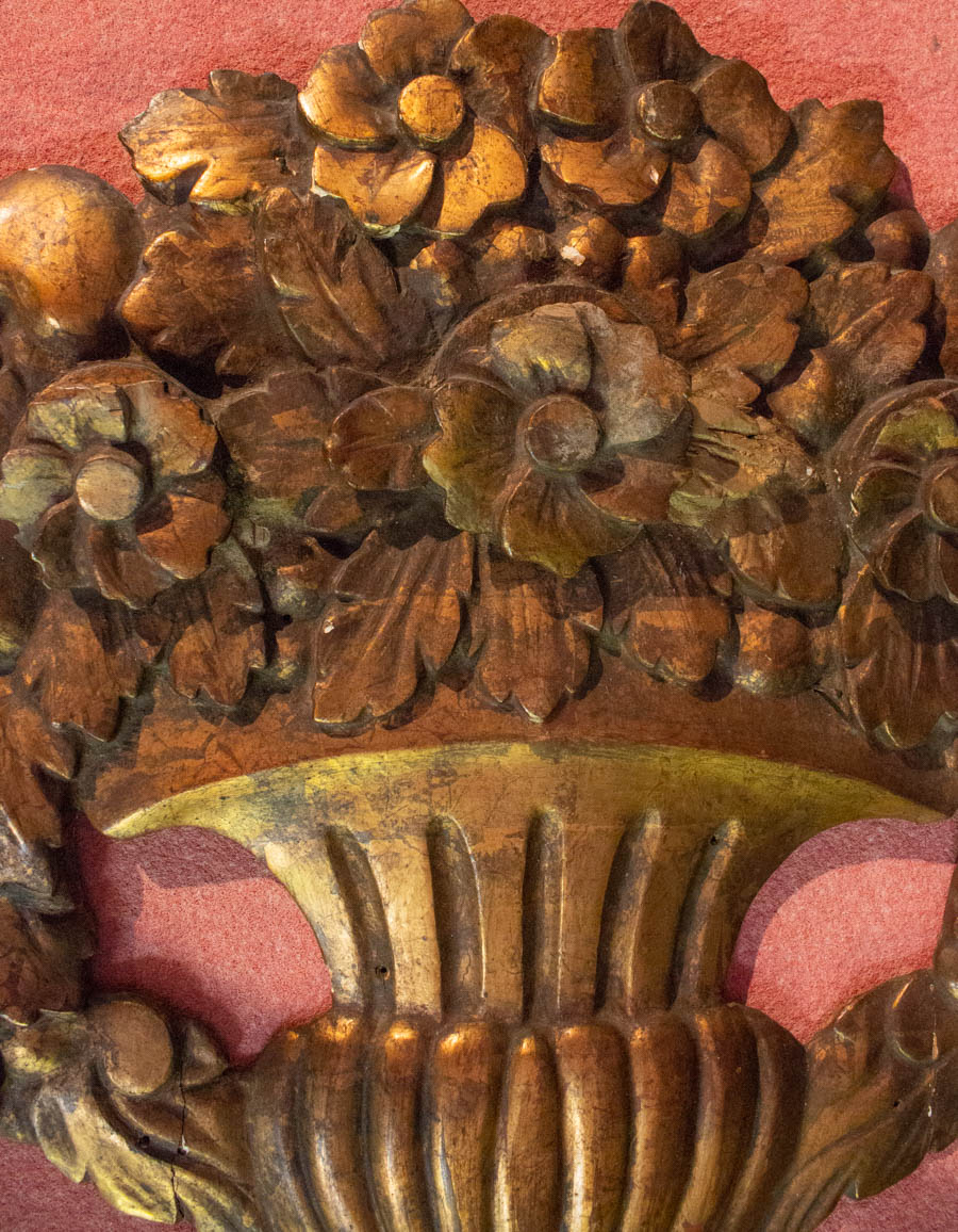 Basket Of Fruits And Flowers Carved And Gilded Nineteenth-photo-1
