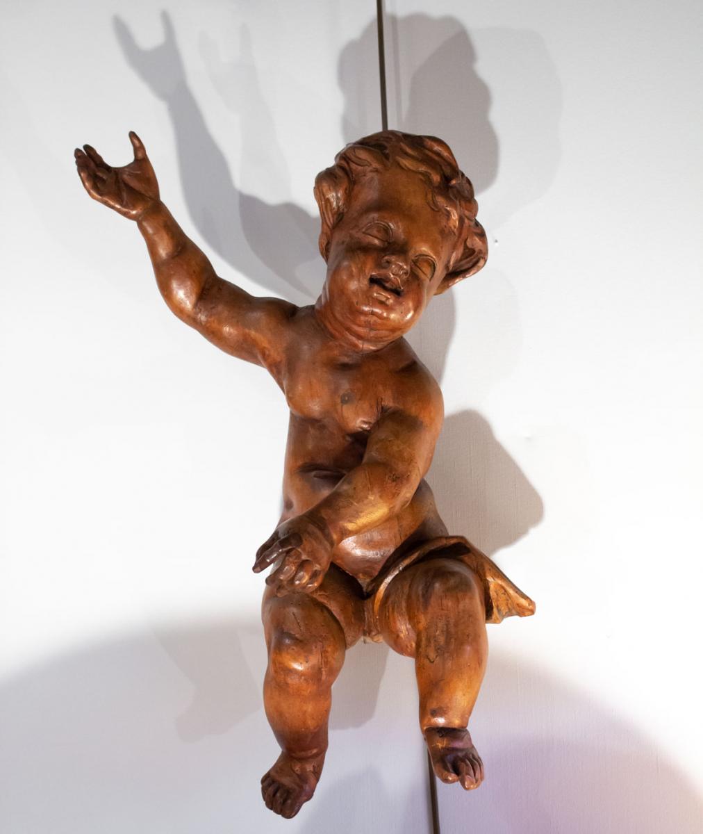 Pair Of Putti In Lime Wood XVIII-photo-2