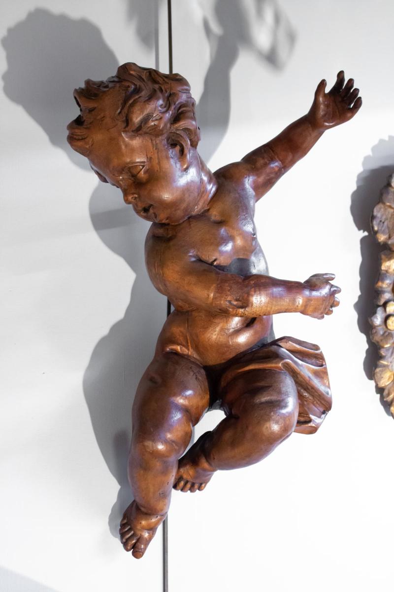 Pair Of Putti In Lime Wood XVIII-photo-1