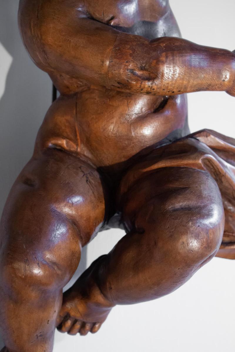 Pair Of Putti In Lime Wood XVIII-photo-3