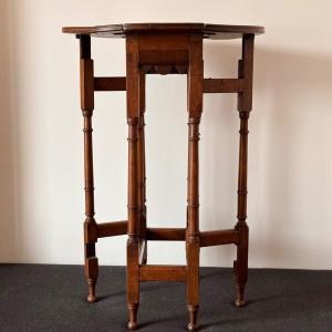 Small Slightly Oval Table Called Gate-leg In Oak Wood Late 19th Century