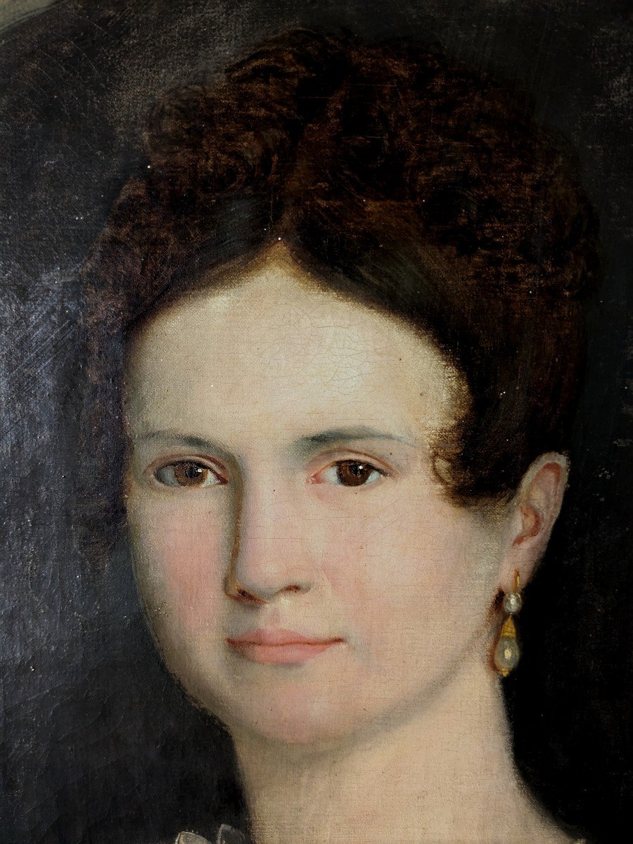 Portrait De Jeune Femme Début 19 ème-photo-2
