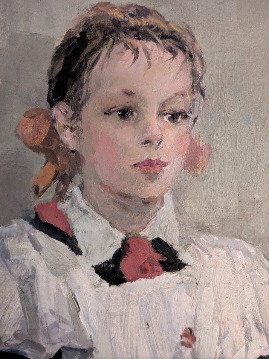 Portrait De Jeune Fille 20 ème Siècle-photo-3