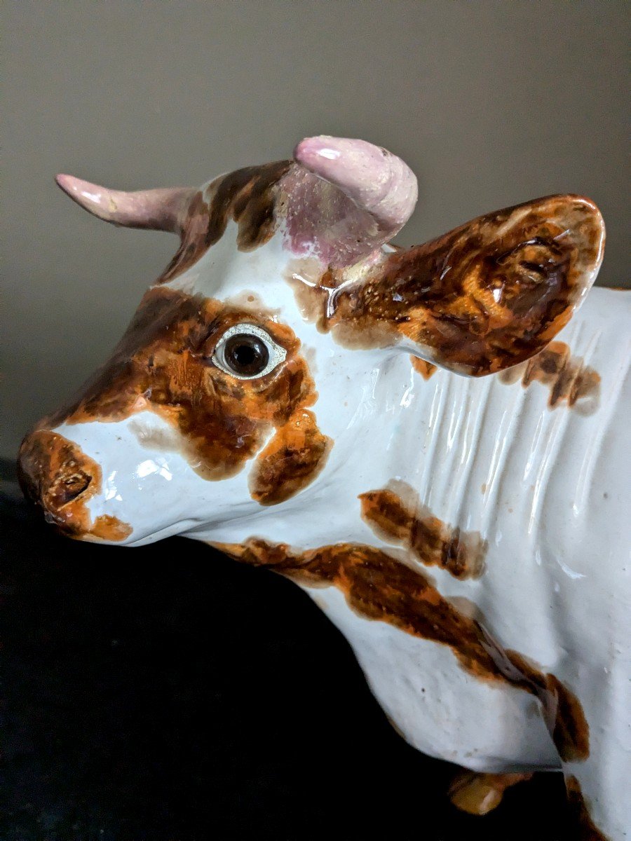 Grande Vache En Céramique, 20 ème Siècle-photo-2