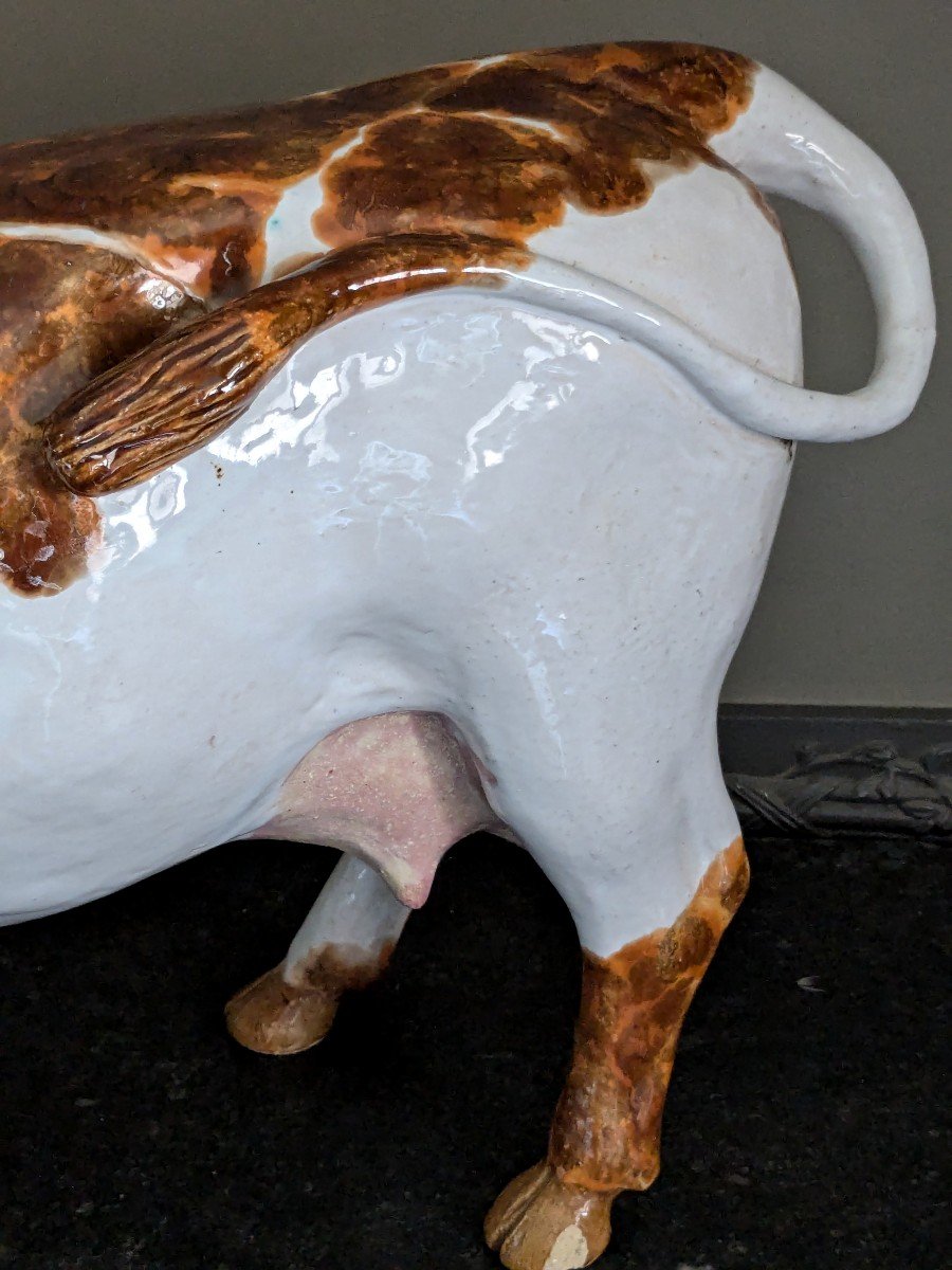 Grande Vache En Céramique, 20 ème Siècle-photo-5