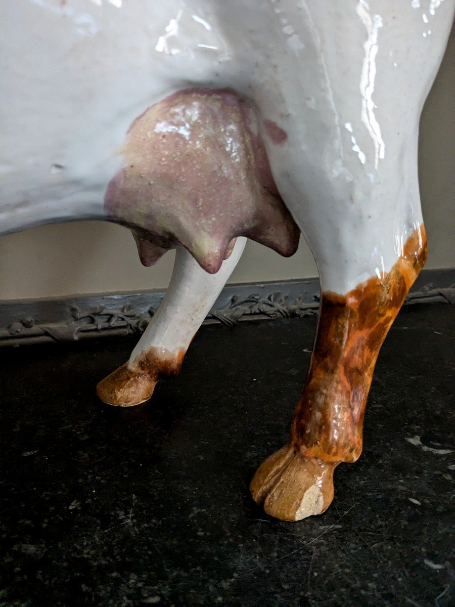 Grande Vache En Céramique, 20 ème Siècle-photo-6
