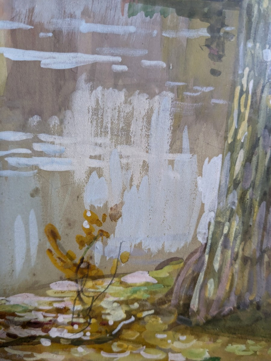 Aquarelle " Bord de Loire"  fin 19 ème, début 20 ème siècle-photo-3