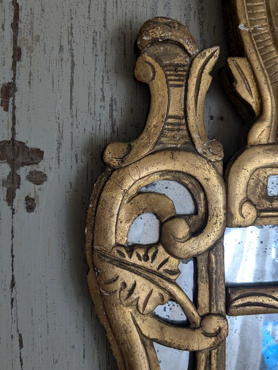 Miroir en bois doré 18 ème-photo-1