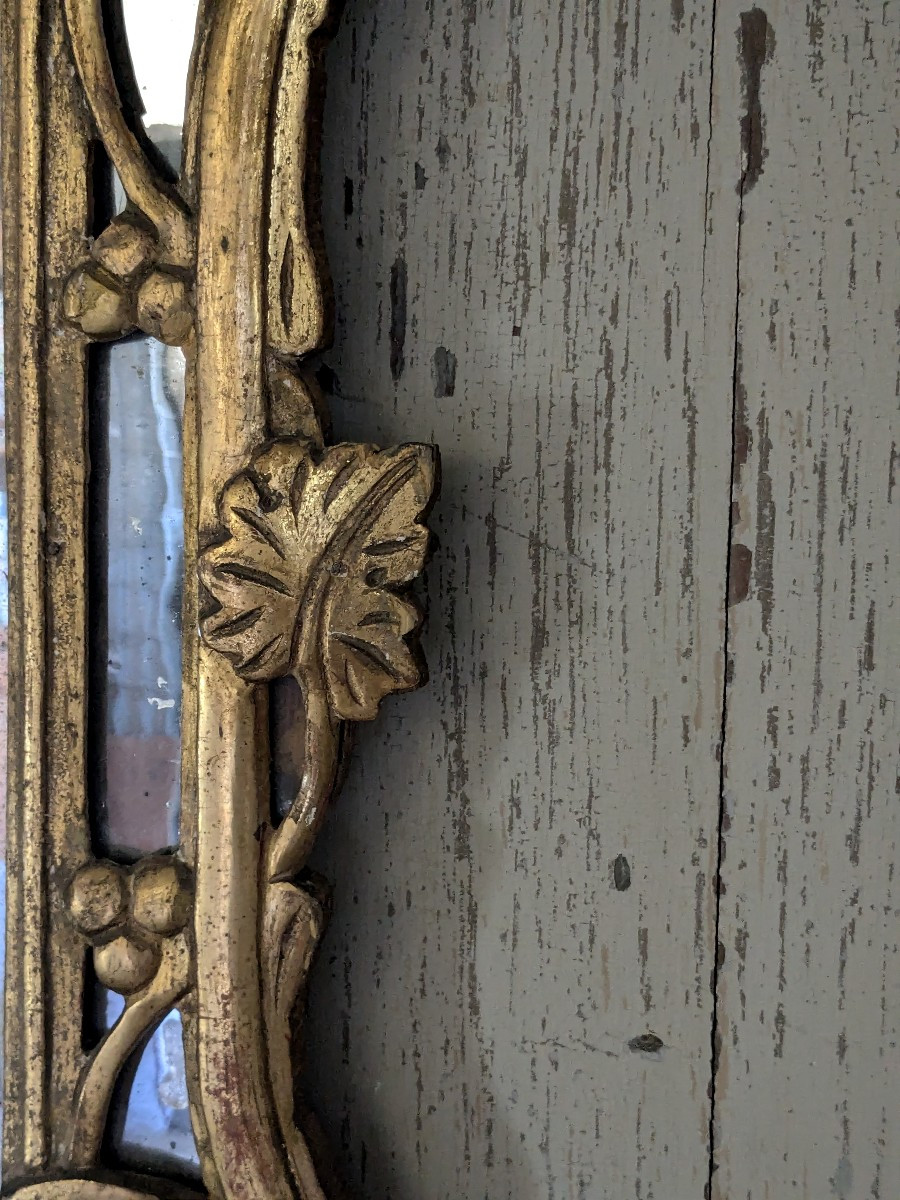 Miroir en bois doré 18 ème-photo-2