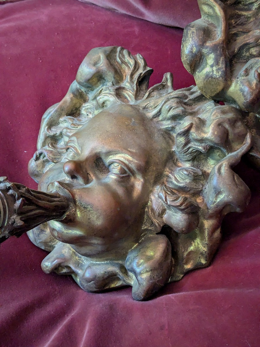 Paire d'appliques en bronze 19 ème siècle-photo-1