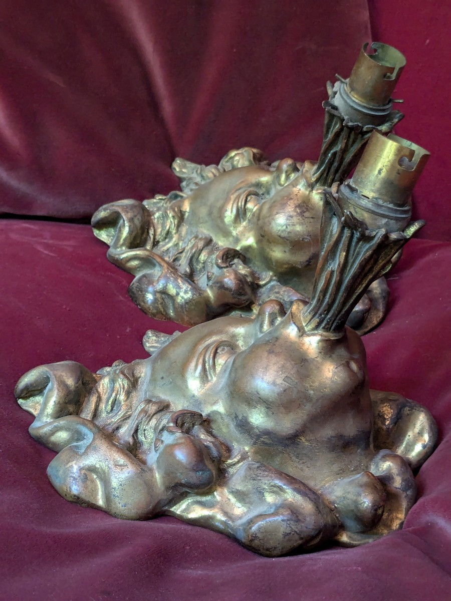 Paire d'appliques en bronze 19 ème siècle-photo-2
